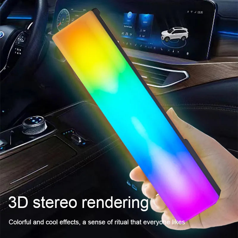 3D RGB voice-activated tabletop ambiance lamp in black or white shell with USB cable