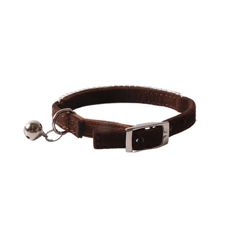 Flocked nylon cat collar with elastic buckle in assorted colours