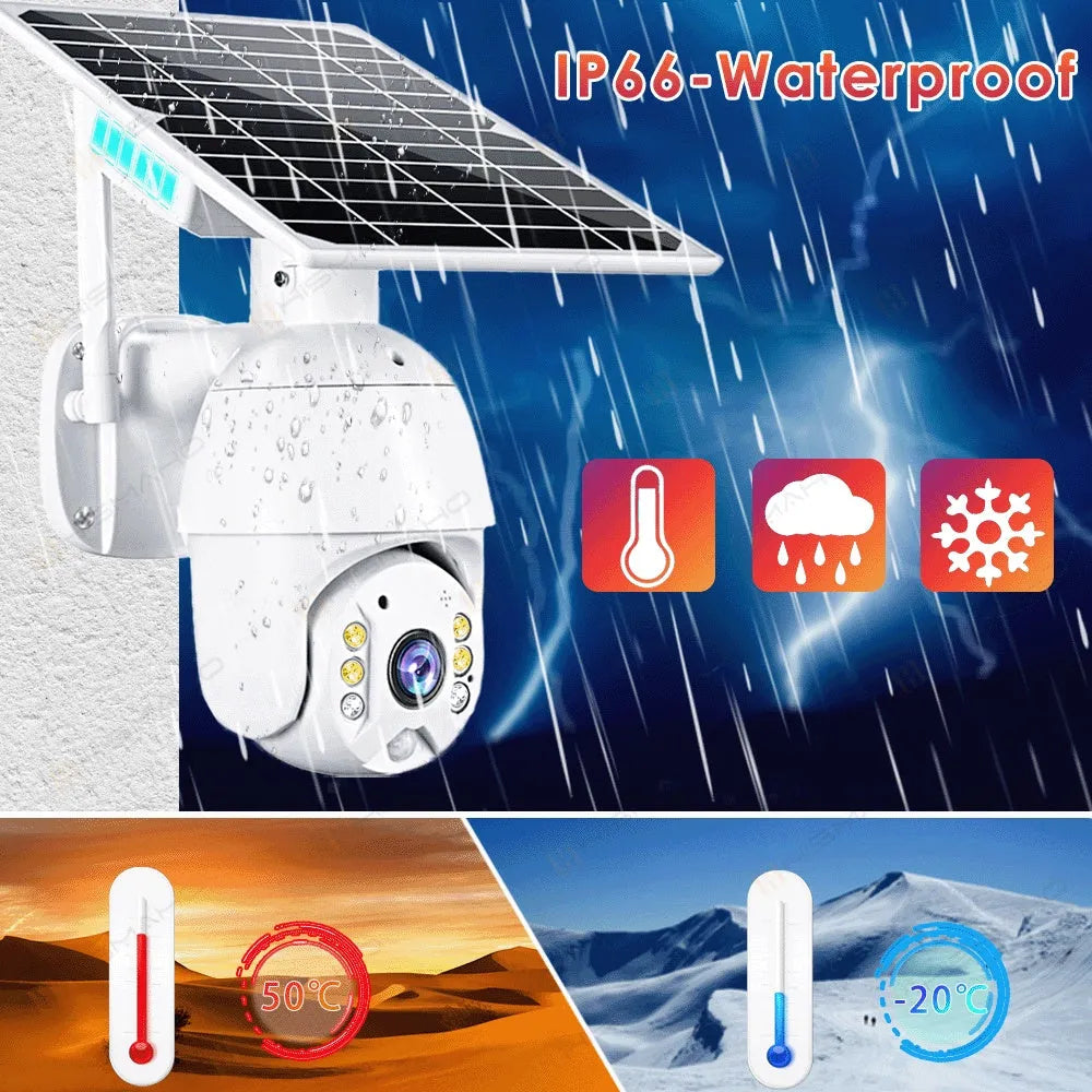 4G LTE solar PTZ dome security camera with 1080P night vision for indoor outdoor use