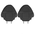 Pair of black leather car seat kick pads showing single pocket and full 68cm by 42cm coverage