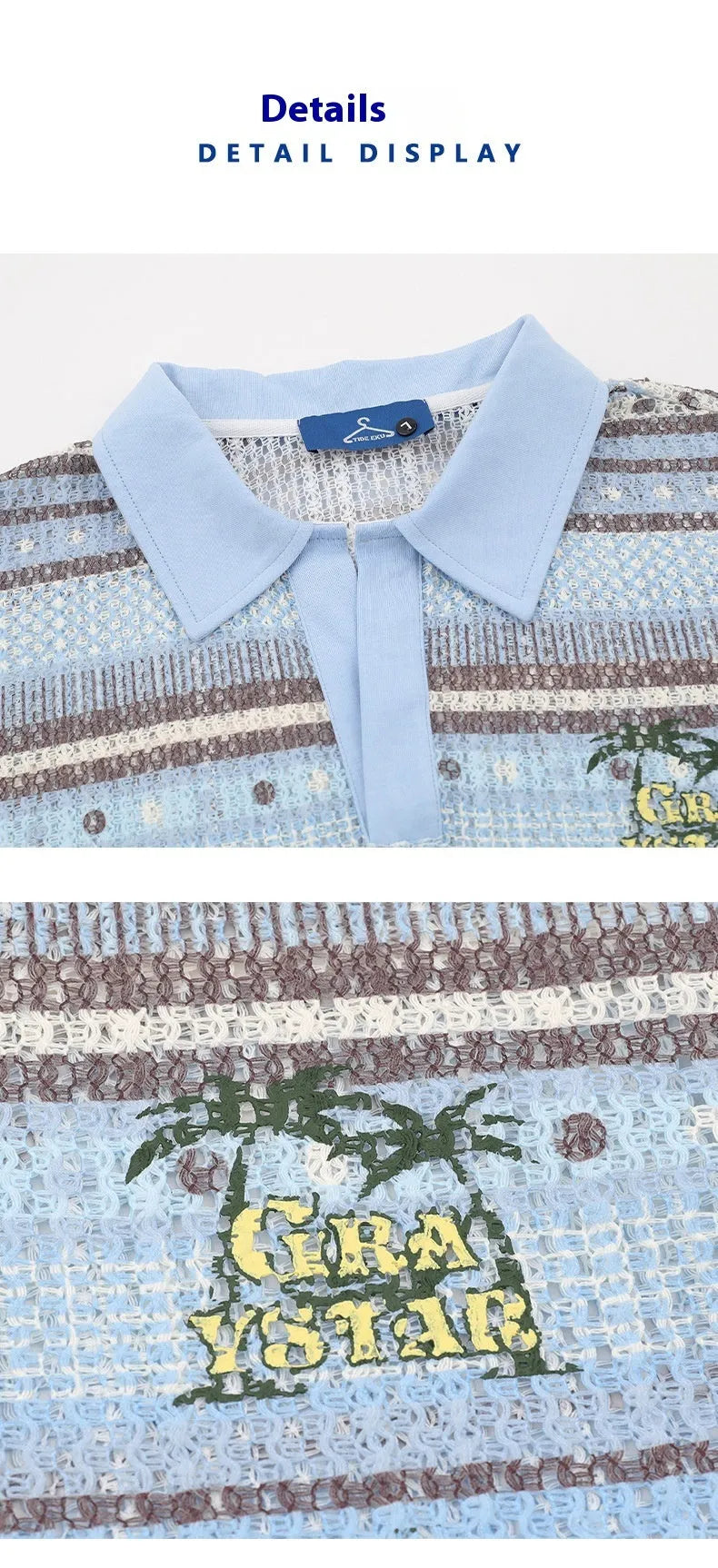 Men's blue and yellow printed casual short sleeve shirt with loose fit