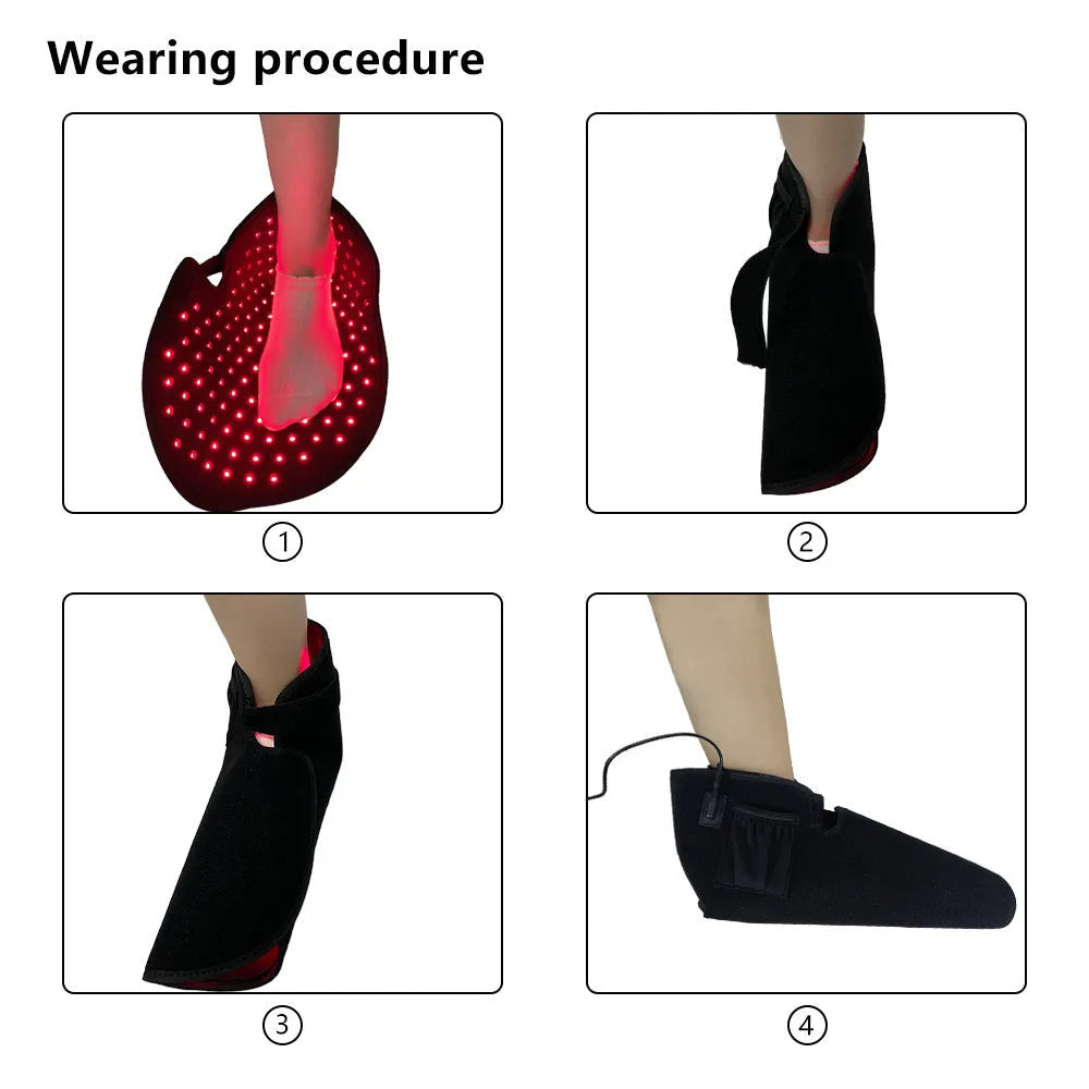Red light physiotherapy shoes simple slippers in black colour for home use