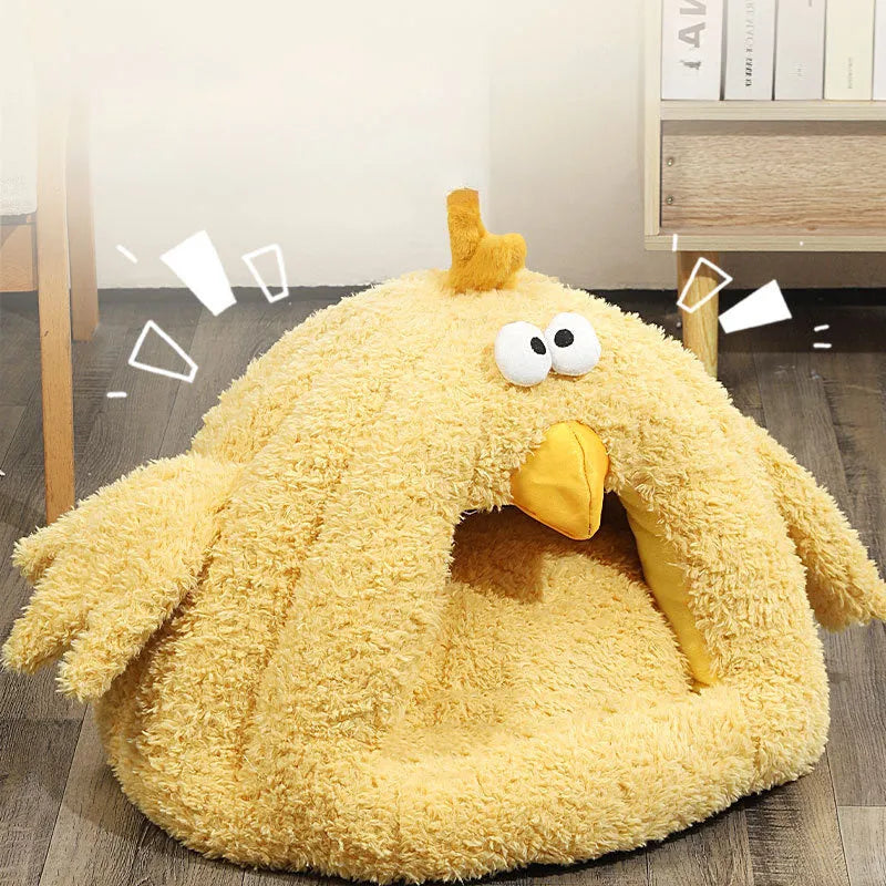 Cold-proof warm cat nest in beige colour, sized for pets up to 8kg, suitable for fall and winter use