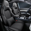 Yuan PLUS special car seat cushion cover in adventure green showing full back pack fitment and durable fabric texture