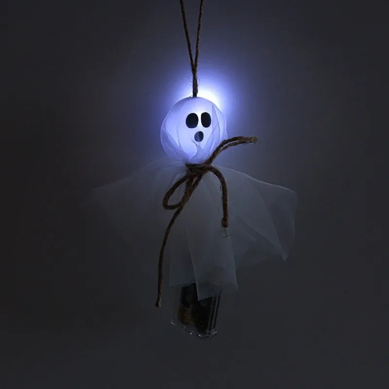 Halloween ghost LED lighting chain with battery box and colourful PVC shell for venue decoration