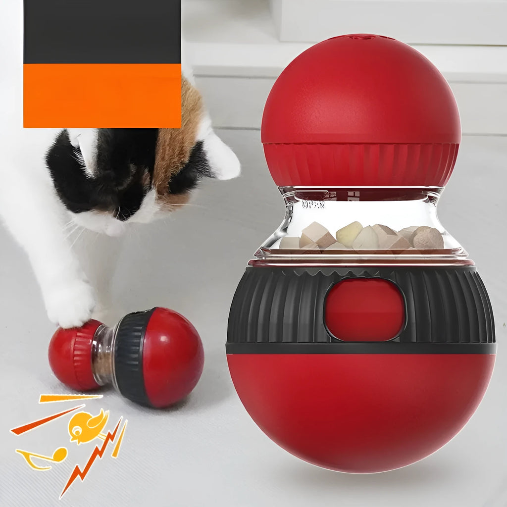 Rotating plastic cat toy with toy cat design and sound ball in Super Ball colour