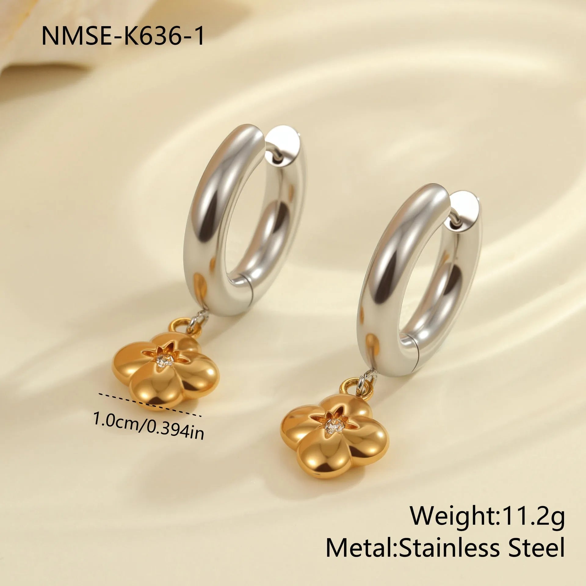 Women's Christmas tree heart earrings stainless steel electroplated 18K gold geometric designs
