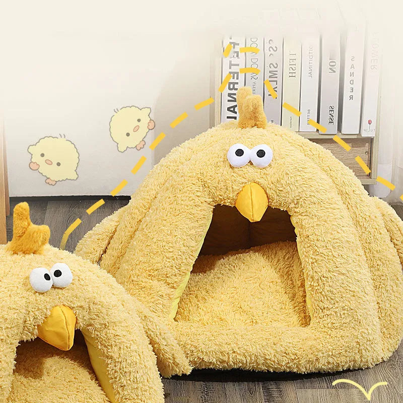 Cold-proof warm cat nest in beige colour, sized for pets up to 8kg, suitable for fall and winter use
