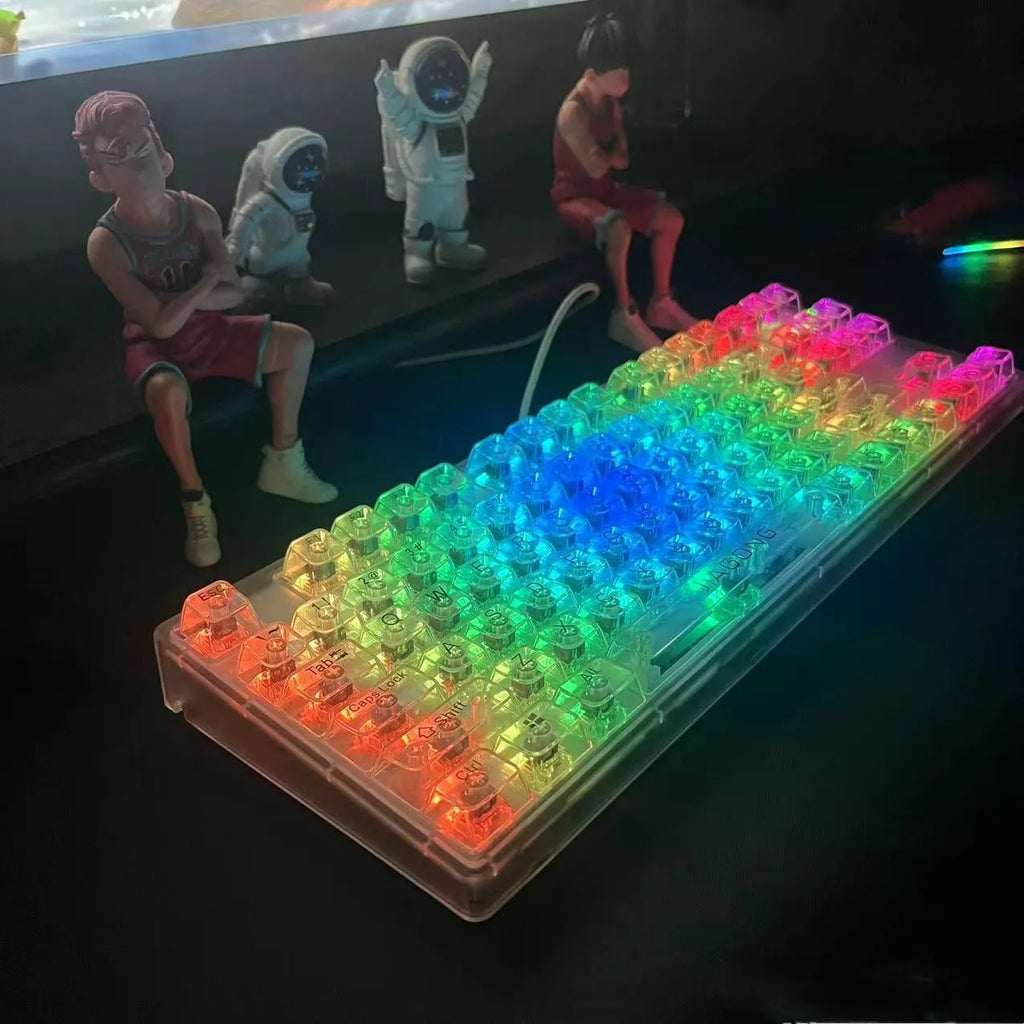 Universal transparent key cap set with 132 large keys for mechanical keyboard replacement