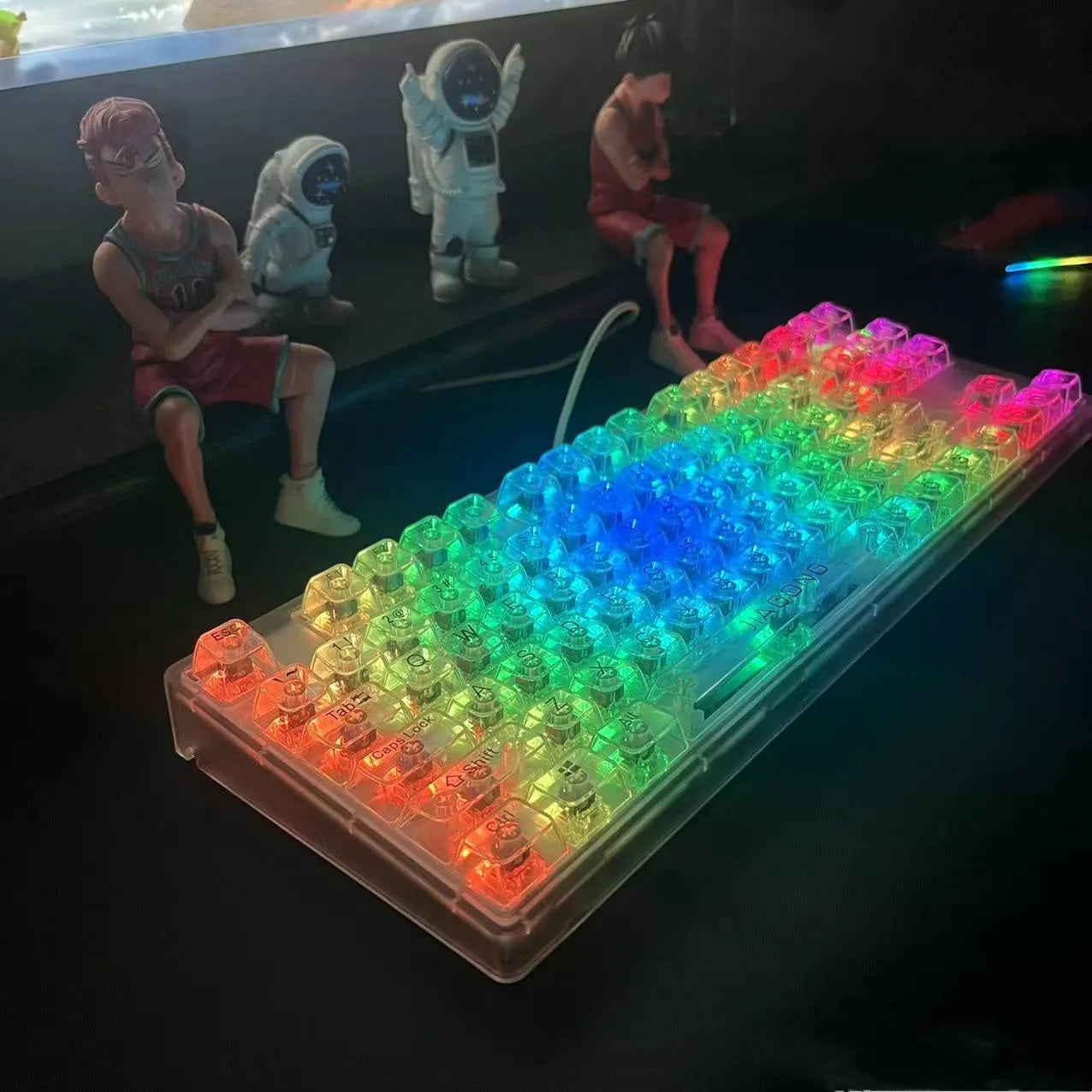 Universal transparent key cap set with 132 large keys for mechanical keyboard replacement