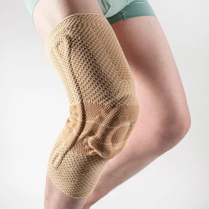 Black and blue adult sports knee pad made from nylon and spandex for running and basketball