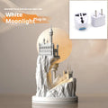 White composite gypsum table lamp with wire control switch on bedside table