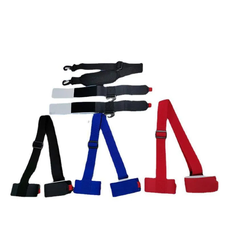 Adjustable hook and loop shoulder strap for portable ski sled transport in multiple colours