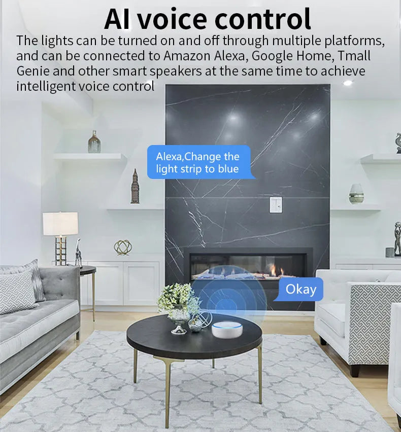 GU10 smart LED spotlight with WiFi and voice control in compact 50mm design