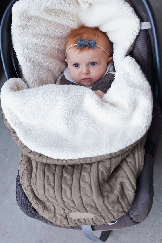 Baby stroller sleeping bag with thick cotton wool filling in envelope design, available in 15 colours including black and beige