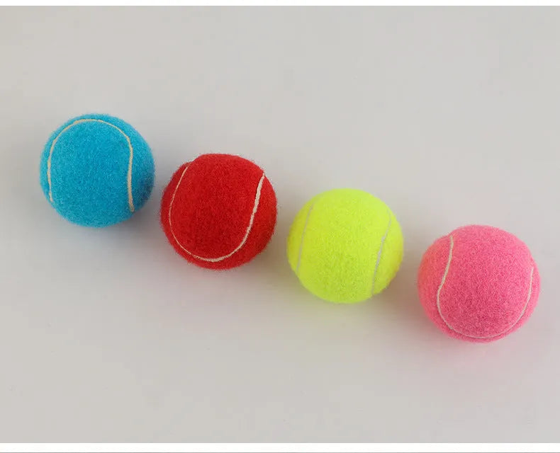 6.3cm rubber tennis ball dog toy in bright colours for bite-resistant play
