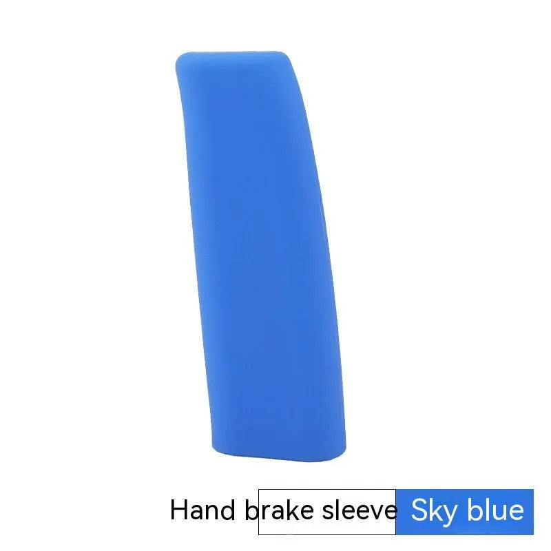 Black silicone handbrake sleeve fitted on a car's handbrake lever