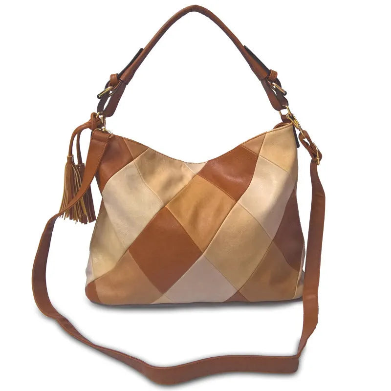 Women's PU crossbody sling bag in black with horizontal square shape and outer sandwich pocket