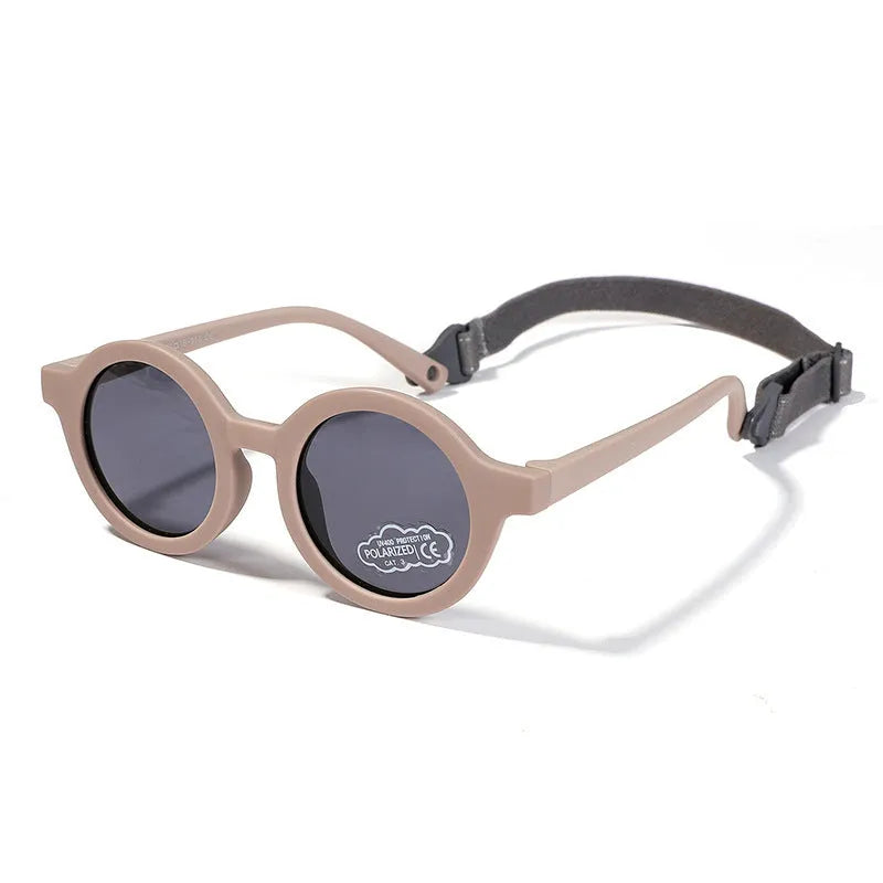 Children's silicone sunglasses for 0-3 year olds with round frames and UV400 protection