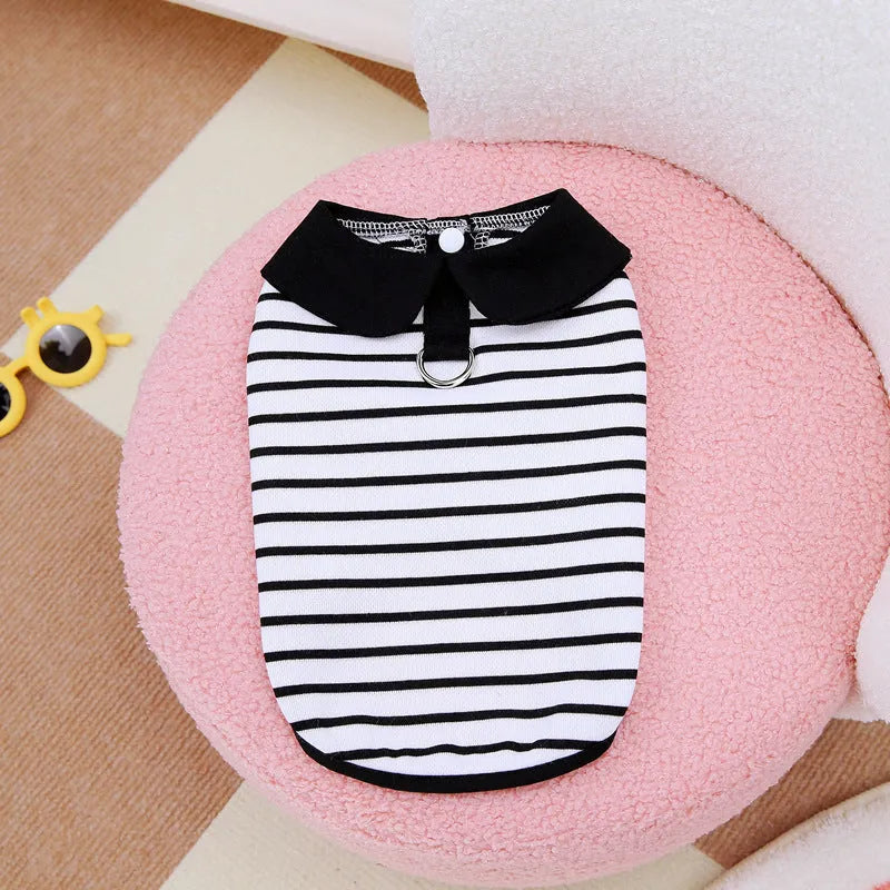 Cotton striped t-shirt and skirt set for pets in summer colours