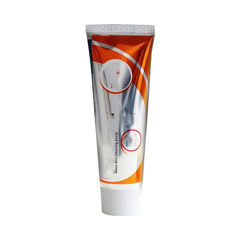 White 65ml car windshield cleaning paste bottle for removing oil stains from glass.