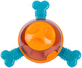 Blue interactive dog chew toy and slow feeder with rubber bones for small medium puppies