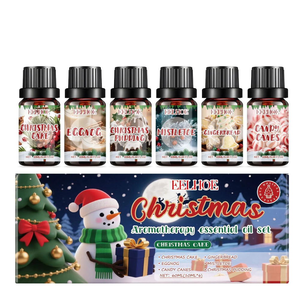 Christmas aromatherapy oil diffuser kit with six 60ml bottles for festive home fragrance