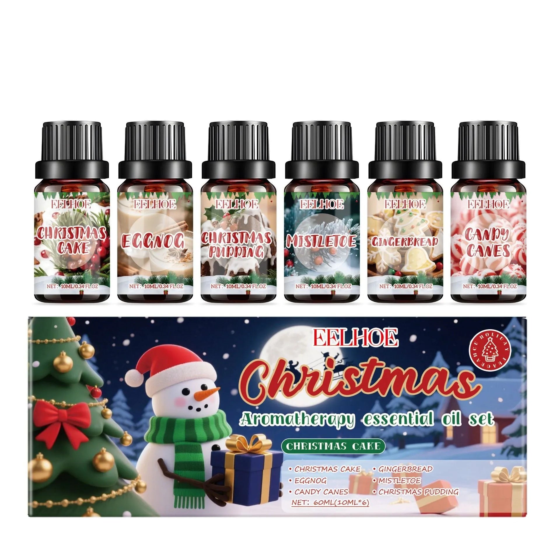 Christmas aromatherapy oil diffuser kit with six 60ml bottles for festive home fragrance