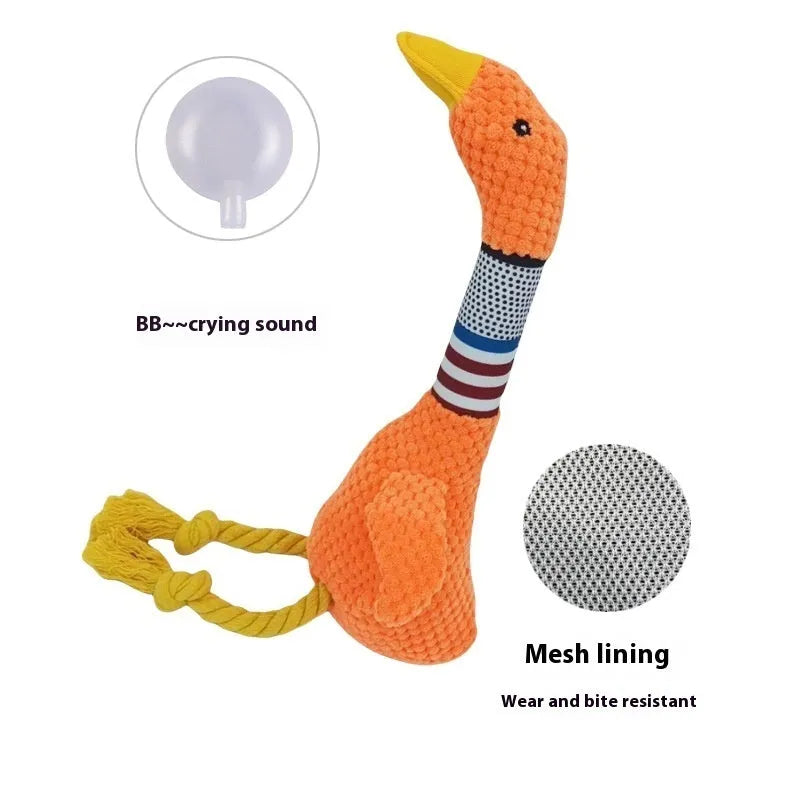 Pet dog plush bite resistant animal toy in four colours white blue dark blue orange on white background