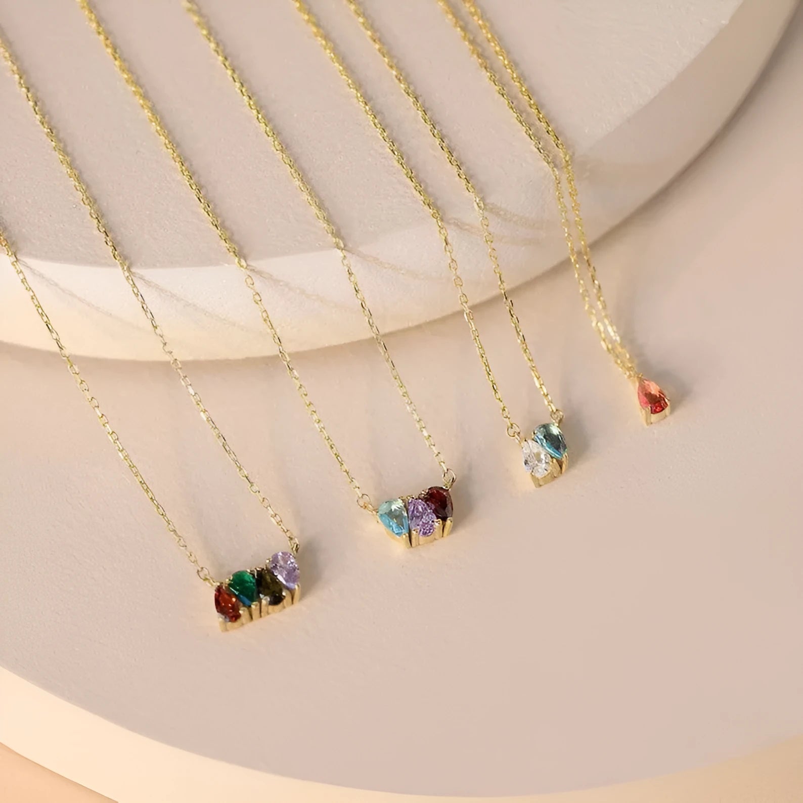 Titanium steel zircon necklace in princess style on a clavicle chain, available in silver, gold, and rose gold finishes.