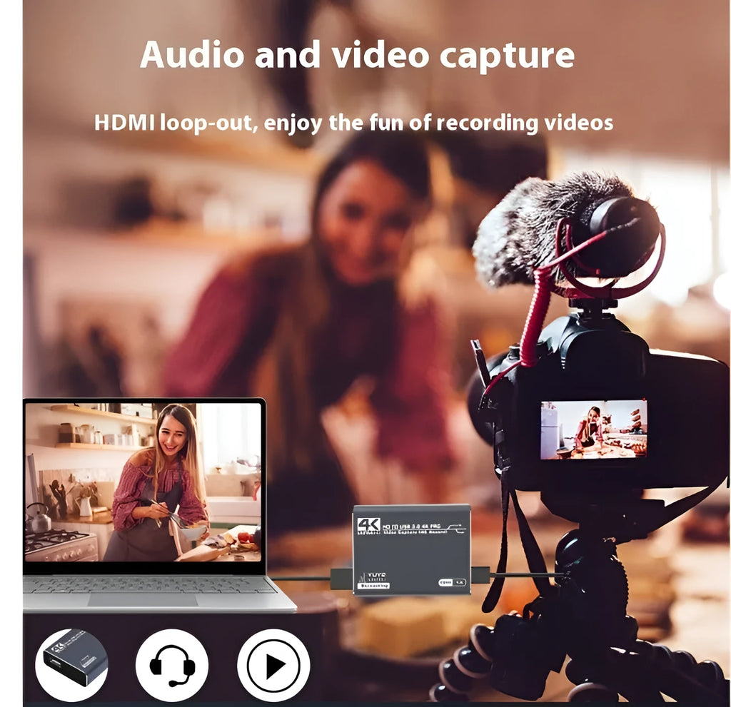Black MS2131 4K set-top box with USB audio recording and 1080p output