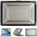MacBook Air and Pro protective shell case in sapphire blue, elegant apricot, cool black, and starry sky grey colours.