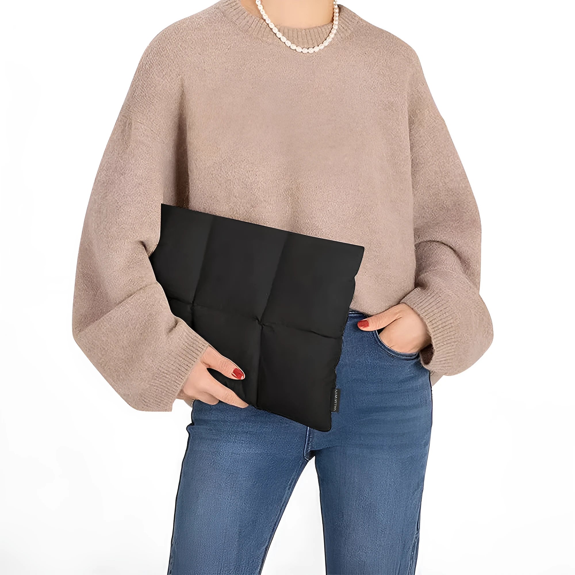 Soft fluffy polyester laptop sleeve case in black or khaki for 13 to 15.6 inch laptops.
