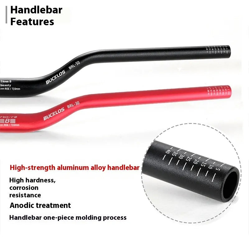 Aluminium alloy downhill folding bicycle swallow handlebar in black, 31.8mm clamp, 720mm width