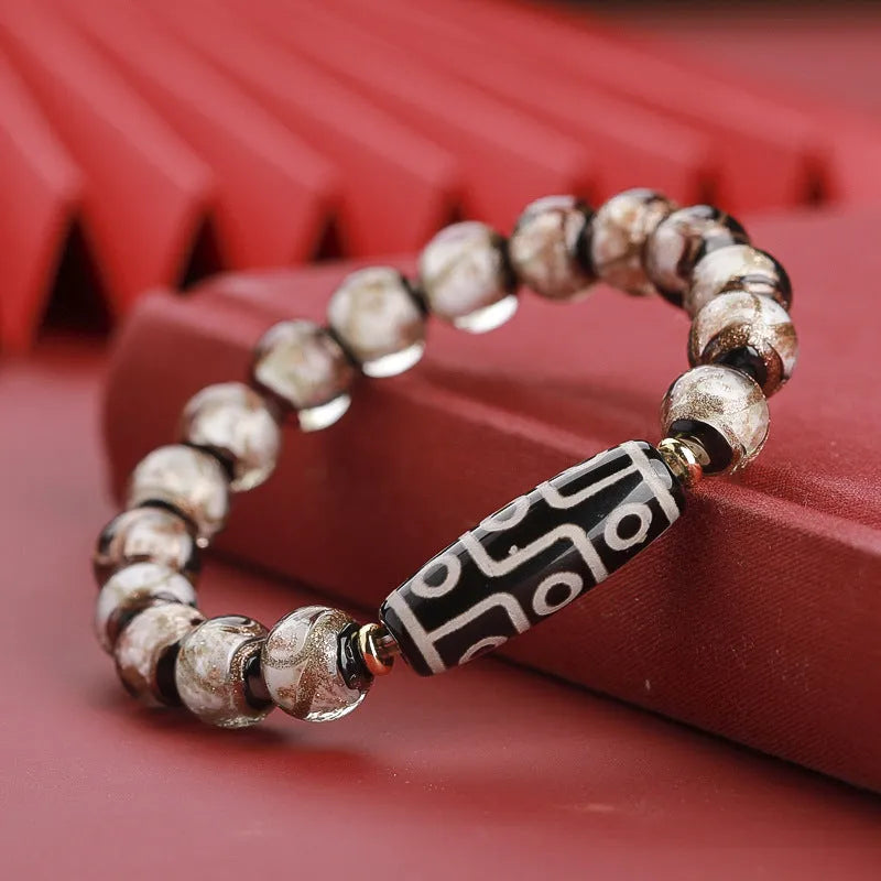 Chinese five-colour year snake lucky bracelet made from colourful coloured glaze beads