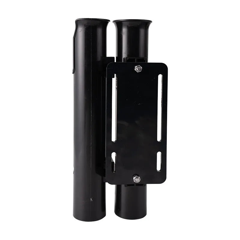 Plastic double-layer fishing rod rack mounted on a bicycle frame