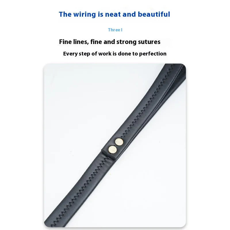 Black PU leather dog lead with metal clip shown at 2 metre length