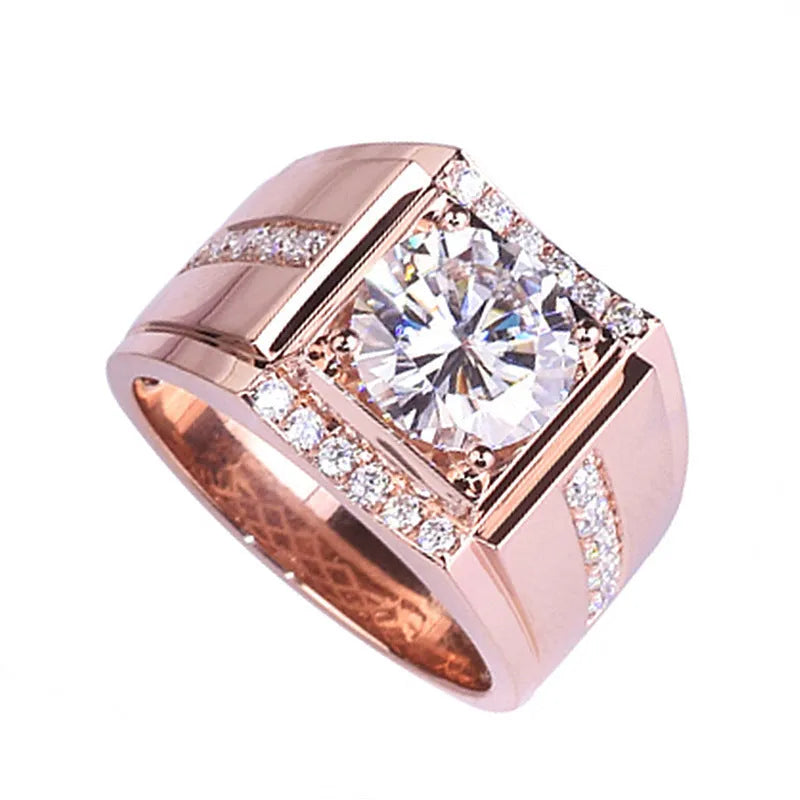 Men's adjustable open mouth ring with electroplated finish and geometric diamond pattern