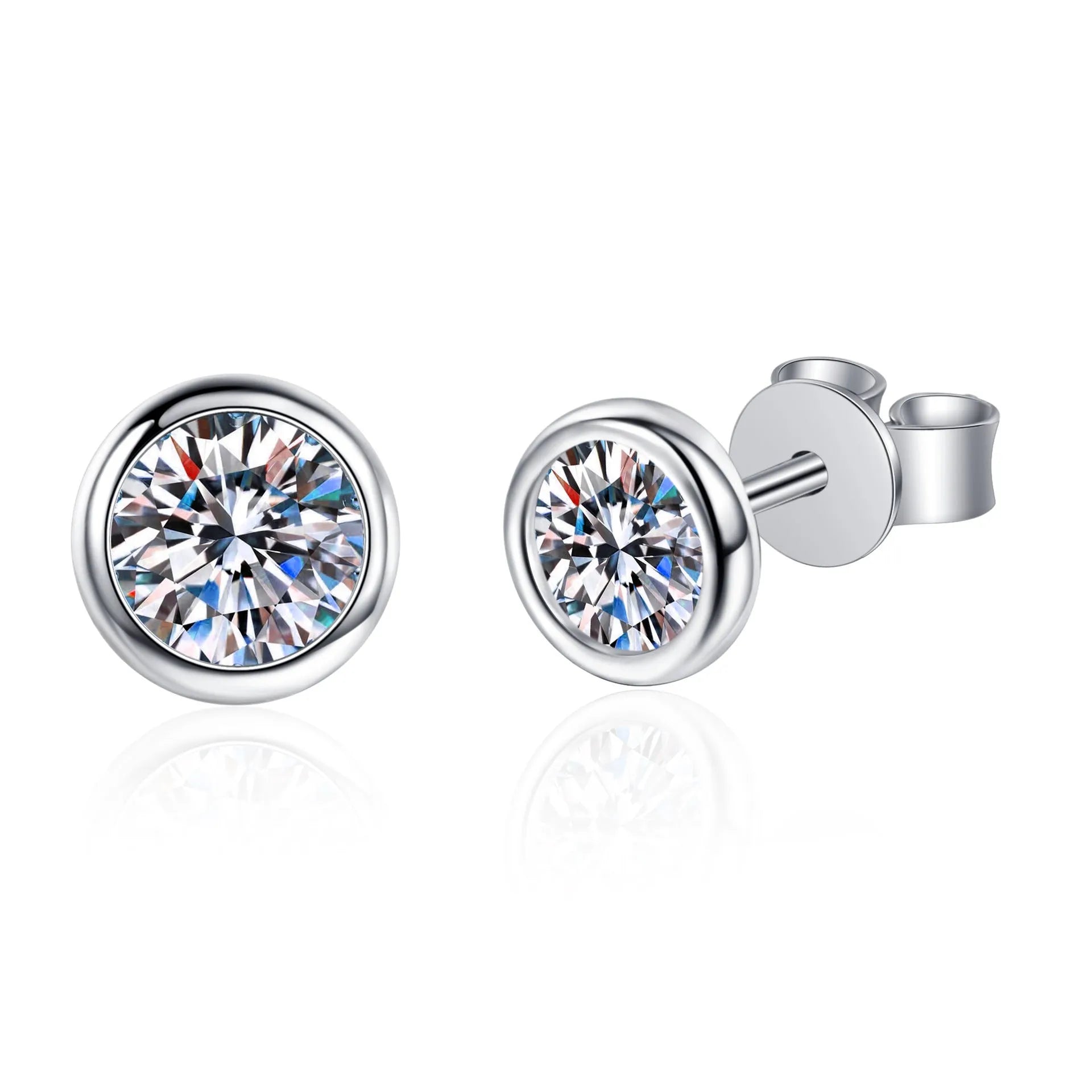 Pt950 gold-plated sterling silver earrings with moissanite or zircon stones in geometry designs