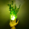 Halloween floating fireball flame ornament with LED lights in grey plastic and cloth construction