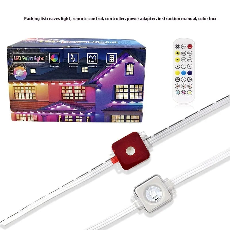 Outdoor eaves light string with planet-themed design and intelligent graffiti control for courtyard decoration