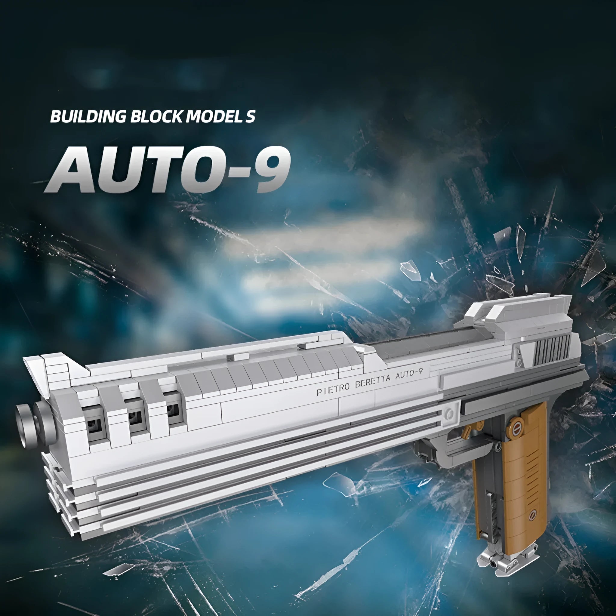 Assembled plastic building blocks toy gun model in style 58024 with small particle pieces