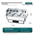 Stainless steel electric buffet stove with a transparent flip lid and LCD control screen.