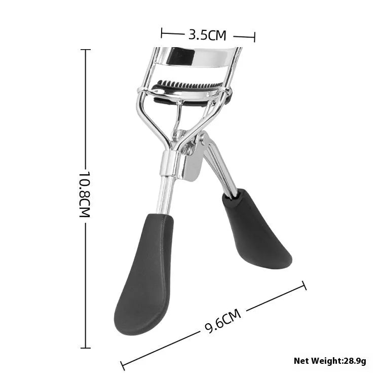 A4 manual eyelash curler with comb in black ribbon finish on white background