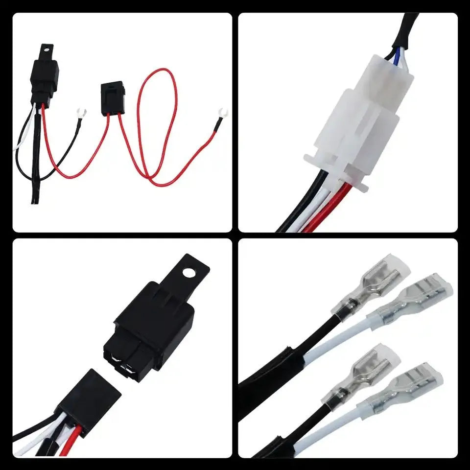 LED roof spotlight wiring harness with 2 metre silicone cable for vehicle lighting installation
