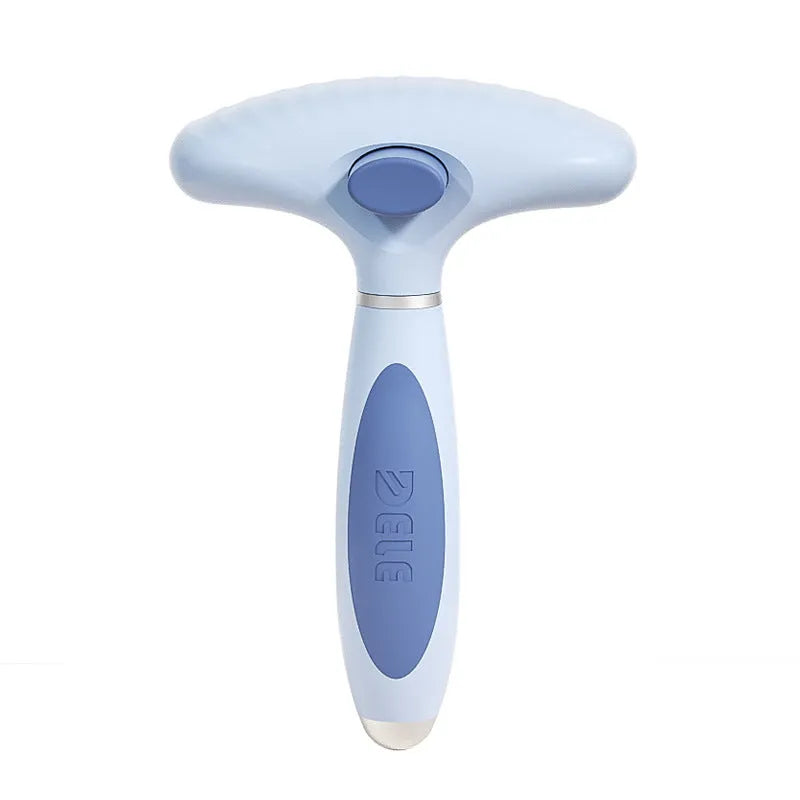 Stainless steel double row pet comb for dog grooming and hair removal in blue or white