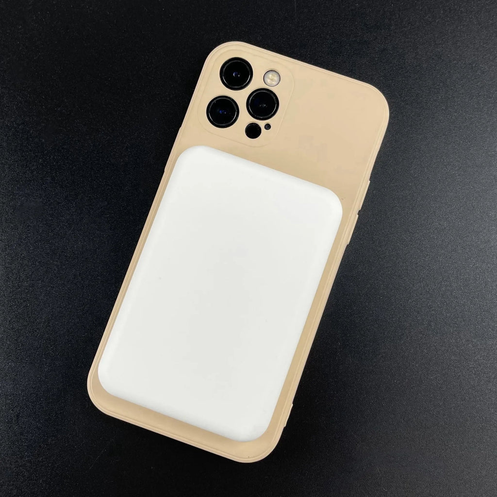 White magnetic wireless charging power bank showing compact size and creative design.