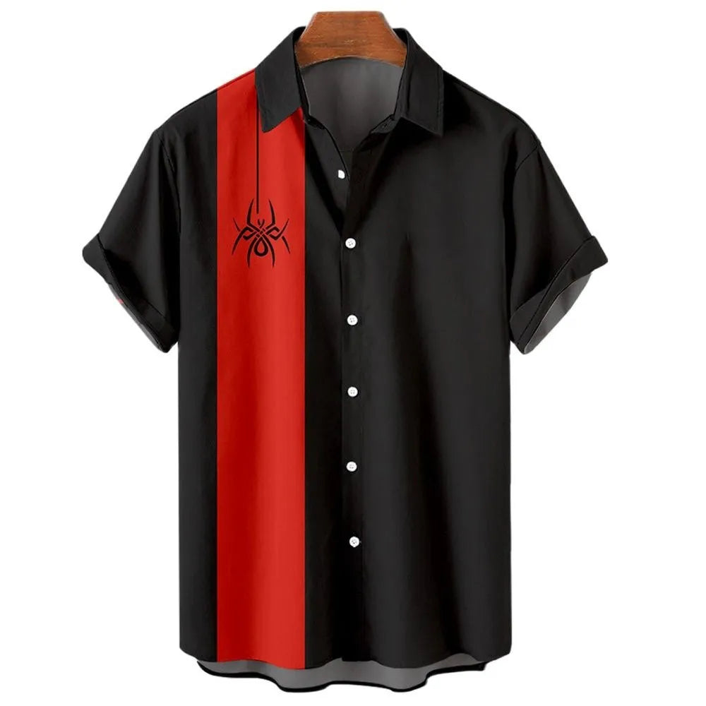 Men's stripe pattern Hawaiian shirt with short sleeves and button front in various colours.