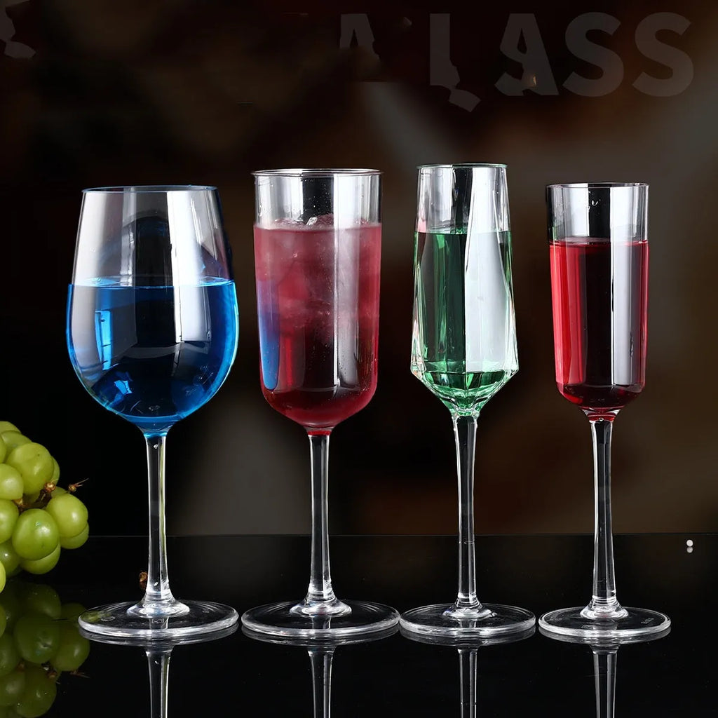 PC acrylic wine glass with drop-resistant construction in modern minimalist design