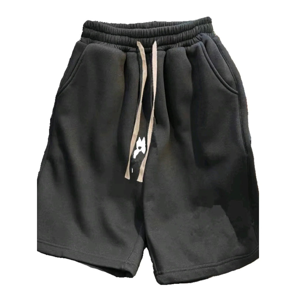 Men's loose fit polyester casual shorts in solid colour for summer, side view